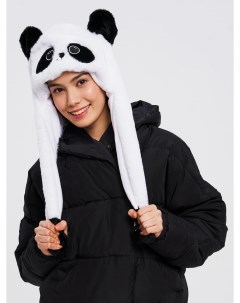 Объемная махровая шапка панда с двигающимися ушками Твое
