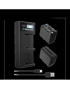 2 аккумулятора NP F970 зарядное устройство Powerextra SN F970LCD B micro USB Power extra