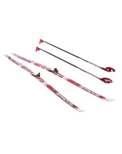 Комплект лыж X tour с насечкой палками и креплениями 75 мм размер 190 см красный Stc