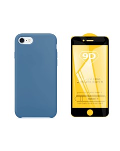 Чехол с защитным стеклом для iPhone 8 с подкладкой из микрофибры синий Qvatra