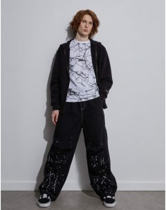 Чёрные джинсы Baggy Jogger с вышивкой и принтом для мальчика Gloria jeans