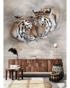 Фотообои Пара тигров в стиле гранж 200х270 см Dekor vinil