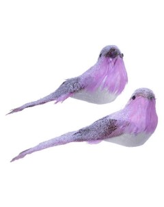 Набор елочных игрушек птички неженки на клипсе 727081 5 см фиолетовый 2 шт Kaemingk