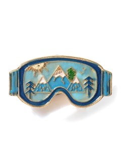 Значок Очки сноубордиста виды цвет сине голубой в золоте Queen fair