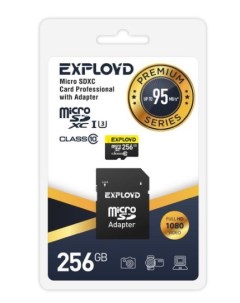 Карта памяти MicroSDXC 256GB EX256GCSDXC10UHS 1 ElU3 Class 10 Premium UHS I U3 95 Mb s SD адаптер Exployd