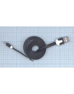 Плоский кабель Color USB microUSB 1 0m USB 2 0 Black Черный Оем