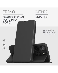 Чехол книжка для Tecno Spark Go 2023 Pop 7 Pop 7 Pro Infinix Smart 7 с карманом черный Onzo