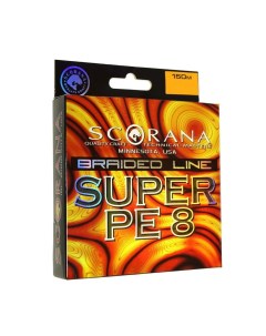 Леска плетеная шнур SUPER PE 8 SUP8 018 GN 150 м 0 18мм Scorana