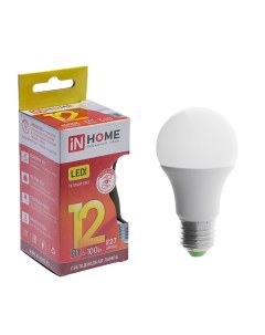 INhome Лампа светодиодная LED A60 VC Е27 12 Вт 230 В 3000 К 1080 Лм In home