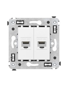 Розетка компьютерная 4400664 RJ 45 без шторки в стену кат 5е двойная Белое облако Avanti Dkc
