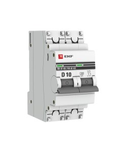 Автоматический выключатель PROxima ВА 47 63 2Р 10А тип D 4 5 кА 230 В на DIN рейку mcb4763 2 10D pro Ekf