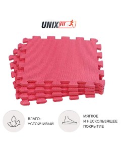 Коврик пазл Fit влагостойкий для йоги и фитнеса 30 х 30 х 1 см красный 4 шт Unix