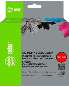Картридж струйный CS PGI1400BK C M Y 4цв набор 72мл для Canon MB2050 MB2350 MB2040 MB2340 Cactus