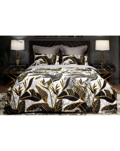 Комплект постельного белья Тропики зебра серый полуторный с наволочками 50х70см Garda decor