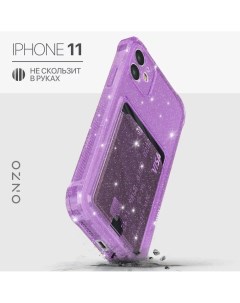 Чехол на iPhone 11 с картой сиреневый блестящий Onzo