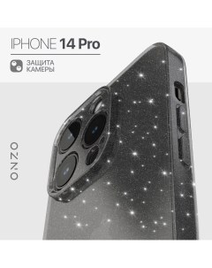 Чехол CHIC для Apple iPhone 14 Pro темный прозрачный серебряные блестки Onzo