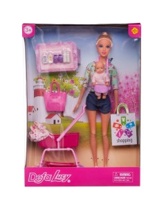 Игровой набор Кукла Defa Lucy Молодая мама в кофте ребенок коляска 29 см Abtoys (абтойс)