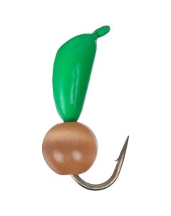Мормышка безнасадочная Банан зелёный 3 мм вес 0 5 г кошачий глаз красный 5 шт 5 ш Yaman