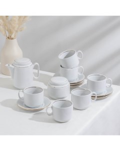 Сервиз чайный Комфорт 14 предметов чайник 500 мл 6 чашек 220 мл 6 блюдец d 14 cм са Nobrand