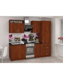 Кухонный гарнитур Лира 1 2 160 см коричневый черный Баронс