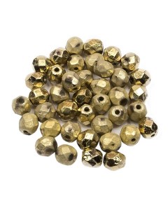 Чешские бусины Fire Polished Beads ганеные 6 мм Crystal Etched Amber Full 40шт Czech beads