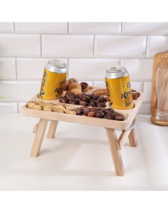 Столик поднос для пива с менажницей и складными ножками береза Добропаровъ