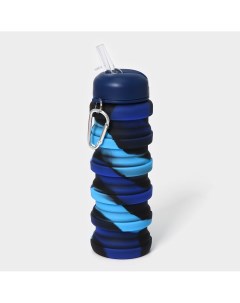 Бутылка для воды складная 500 мл силикон 7 21 см цвет синий Nobrand