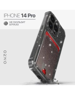 Чехол на iPhone 14 Pro черный блестящий с картой Onzo