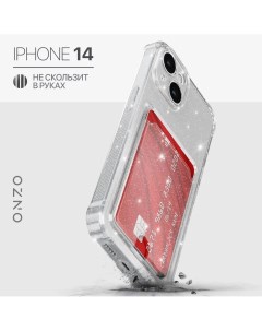 Чехол на iPhone 14 с картой прозрачный блестящий Onzo