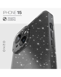 Блестящий чехол на iPhone 15 тонкий темно прозрачный Onzo