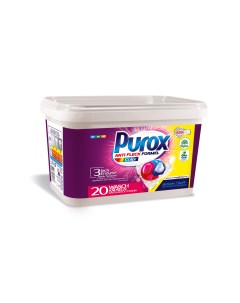 Капсулы для стирки цветных тканей Color 20 шт по 18 г Purox