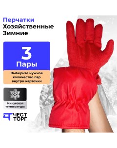 Перчатки Хозяйственные Зимние 3 пары Честторг