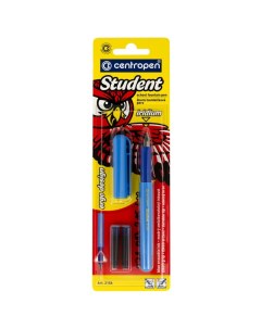 Ручка перьевая Student синяя 2 сменных картриджа блистер 10шт Centropen