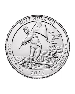 Монета 25 центов Форт Уильяма Моултри США 2016 UNC Mon loisir