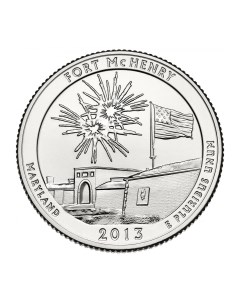 Монета 25 центов квотер 1 4 доллара Национальные парки Форт Мак Генри США 2013 UNC Mon loisir