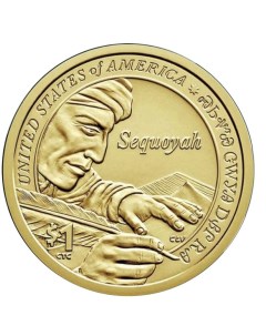Монета 1 доллар Вождь Секвойя Сакагавея Коренные американцы США 2017 г в Монета UNC Mon loisir