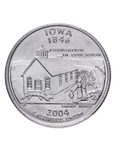 Монета 25 центов квотер 1 4 доллара Штаты и территории Айова США 2004 UNC Mon loisir