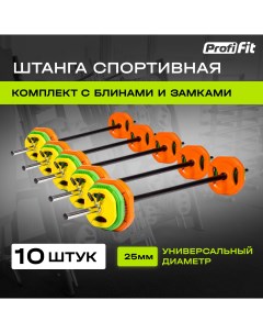 Штанга спортивная Бодипамп PROFI FIT разборная 19 кг набор 10 штук Profifit