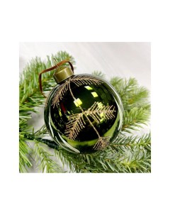 Набор стеклянных ёлочных шаров ЗОЛОТАЯ ХВОЯ зелёный 8 см 6 шт Christmas deluxe