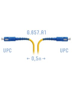 Кабель патч корд PC SC UPC A 0 5m оптический прямой SC UPC SC UPC SM G 657 A1 Simplex 0 5м Snr