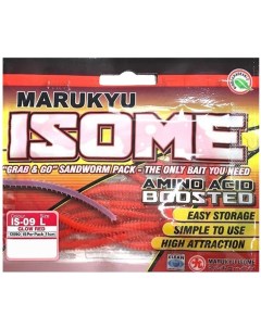 Силиконовая приманка Isome L IS09 Glow red sandworm Marukyu