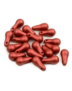 Чешские бусины Bulb Beads 5х10 мм Alabaster Metallic Red 20 шт Czech beads