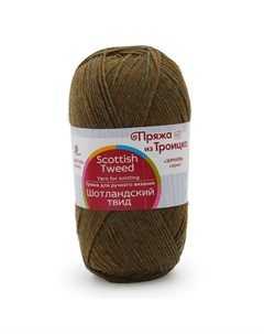 Пряжа для вязания из Троицка Шотландский твид 100г 1455 горчичный меланж 10 мотков Пряжа из троицка