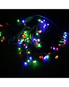 Новогодняя гирлянда уличная линейная 100 L разноцветная тёмный провод 10м 4711 Merry christmas