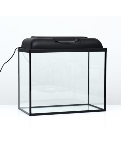 Аквариум для рыб прямоугольный с крышкой чёрный пластик стекло 51 х 27 х 39 6 см 50 л Nobrand