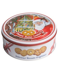 Датское сдобное печенье Новогоднее в жестяной банке Санта Клаус 400 гр Bisquini