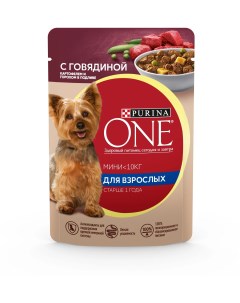 Влажный корм для собак mini говядина картофель в подливе 85 г Purina one