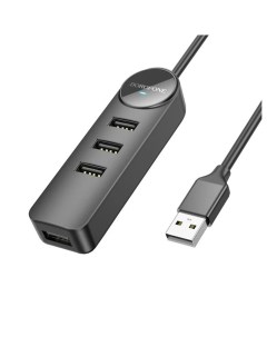 Переходник DH5 3 USB 2 0 1 USB 3 0 черный Borofone