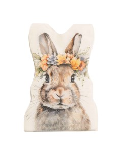 Салфетки бумажные 33x23 см 20 шт фигурные белые Кролик в цветочном венке Pure Easter Kuchenland