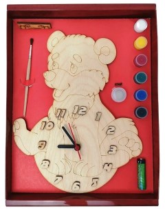 Часы с циферблатом под роспись Мишка с красками ДНИ133 Nobrand
